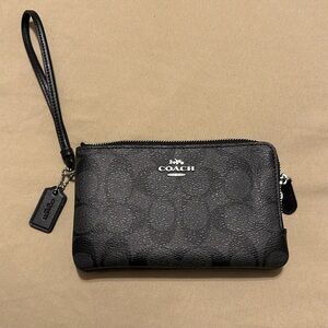 Coach Leather Double Zipper Wristlet